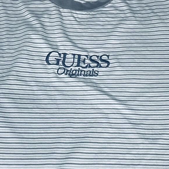 Vintage Guess Jeans Original Gray Striped Shirt sz Large - Picture 4 of 4